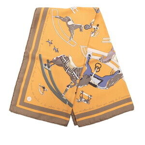 HERMES Brown Silk Scarf